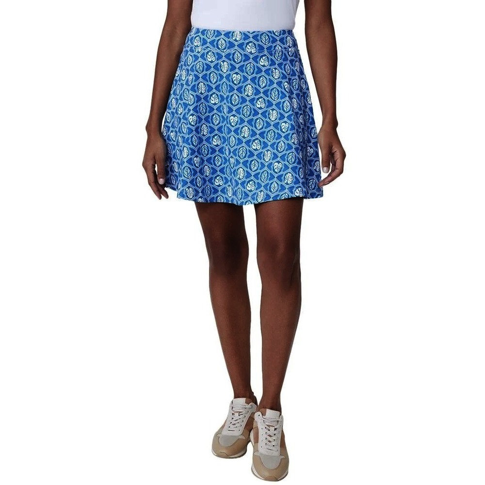 J.McLaughlin Blue White Monstera Leaf Print Active Golf Skort XL Stretch